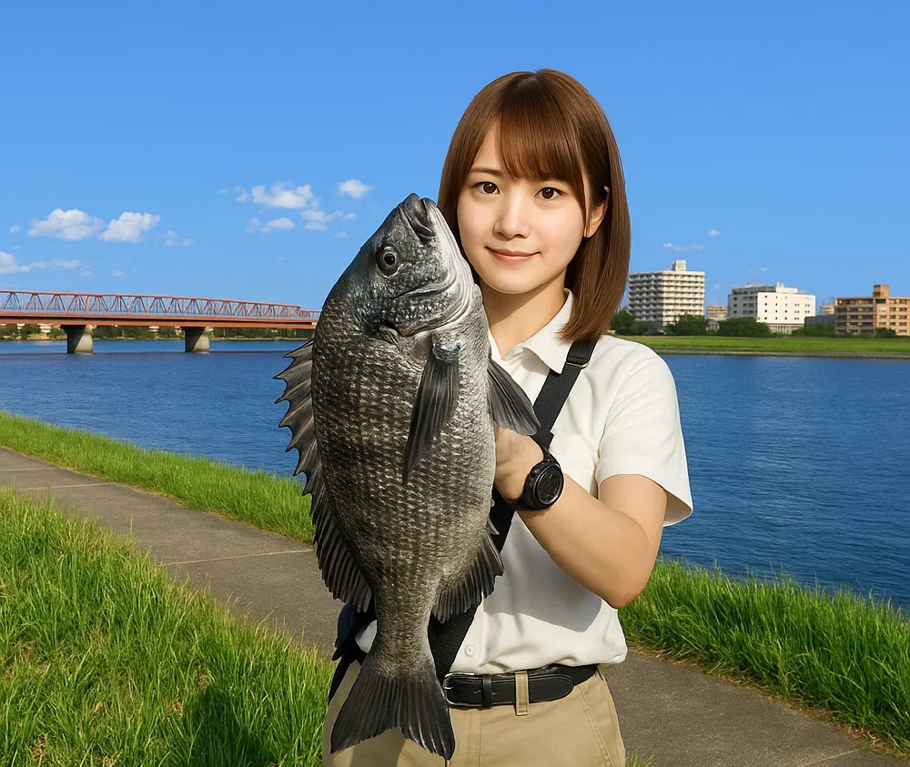 旧江戸川でクロダイを釣る山際
