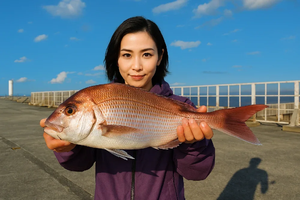 熱海港海釣り施設でマダイを釣る八重田