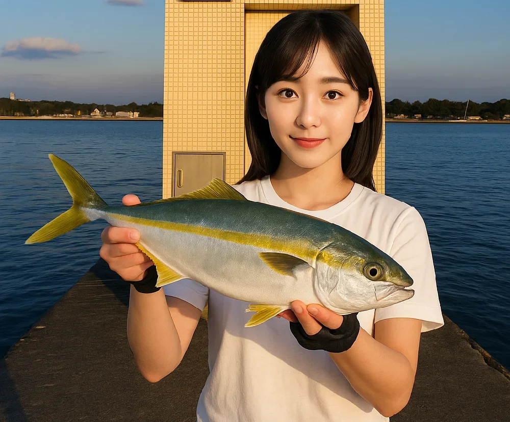 館山港でイナダを釣る国生