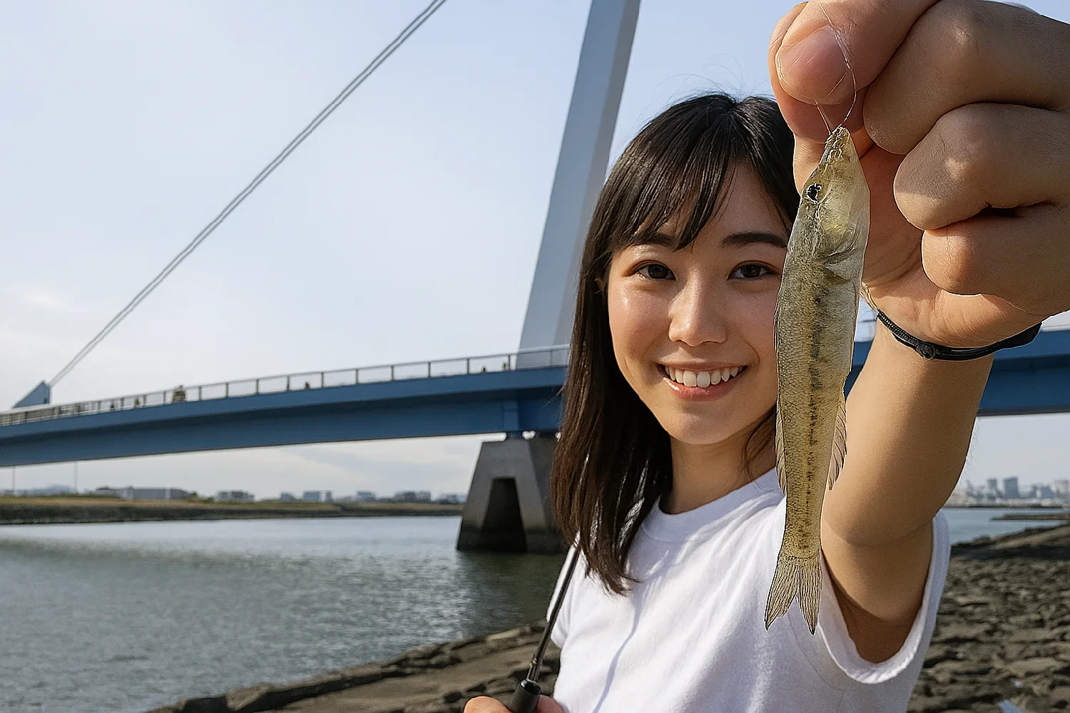 葛西臨海公園でハゼを釣る黒川