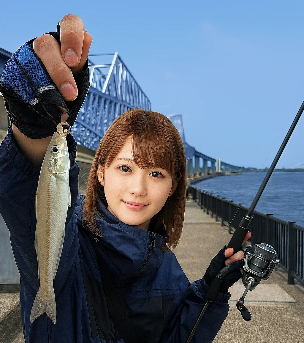 若洲海浜公園海釣り施設でキスを釣る山際