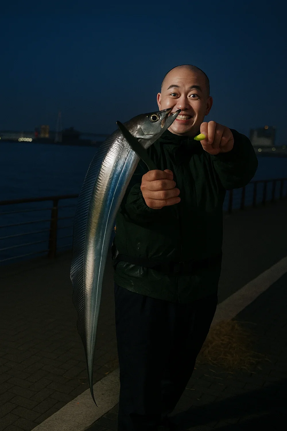 シーサイドコスモでタチウオを釣るがんだま君