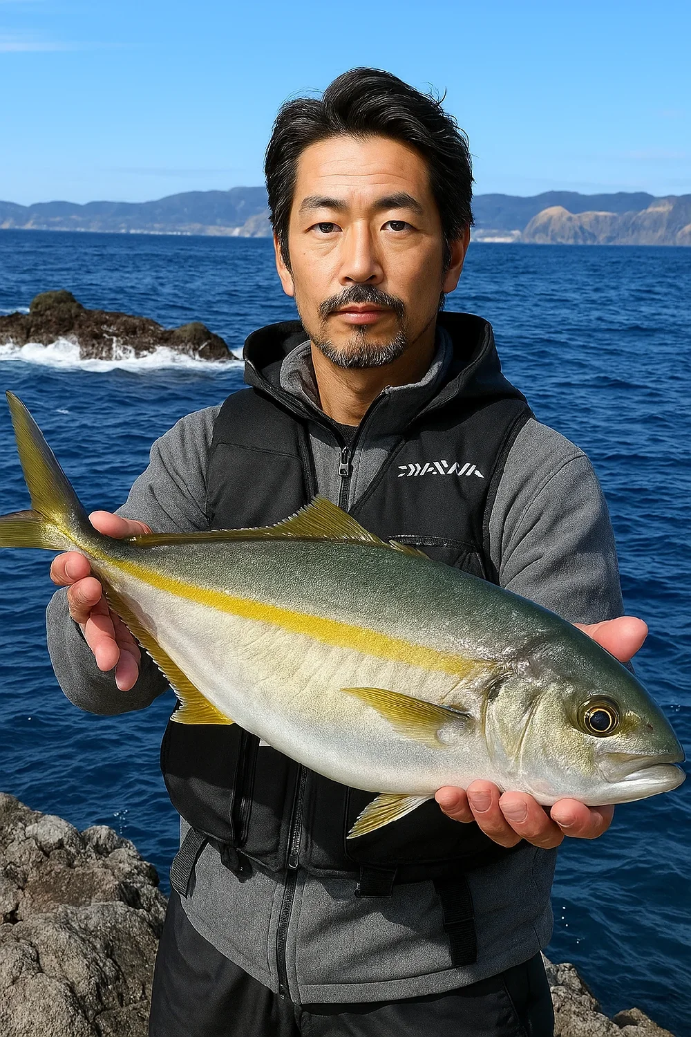 恩馳島でシマアジを釣る佐々木