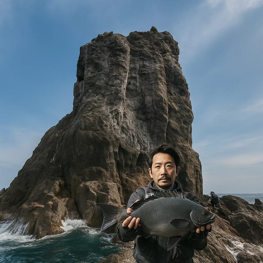 イナンバでメジナを釣る佐々木