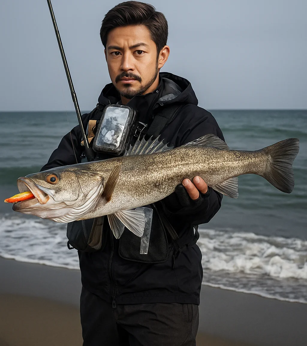 新居海岸でシーバスを釣る広岡