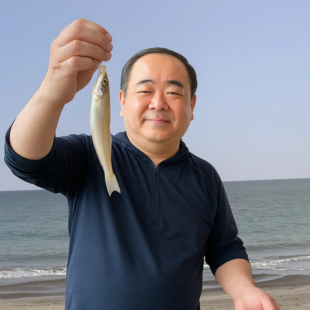 浜岡海岸でキスを釣る持田