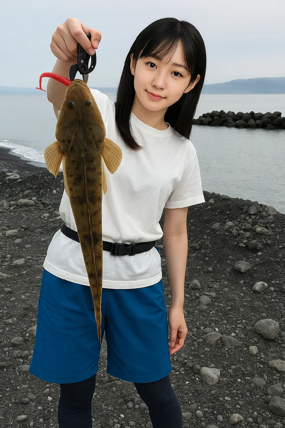 駒越海岸でマゴチを釣る国生