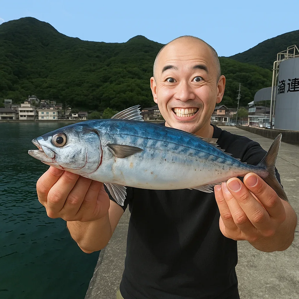 多比港でソウダガツオを釣るがんだま君