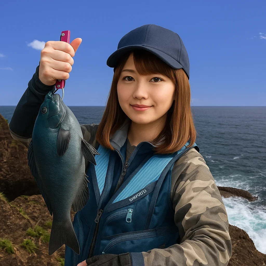安城岬でメジナを釣る山際
