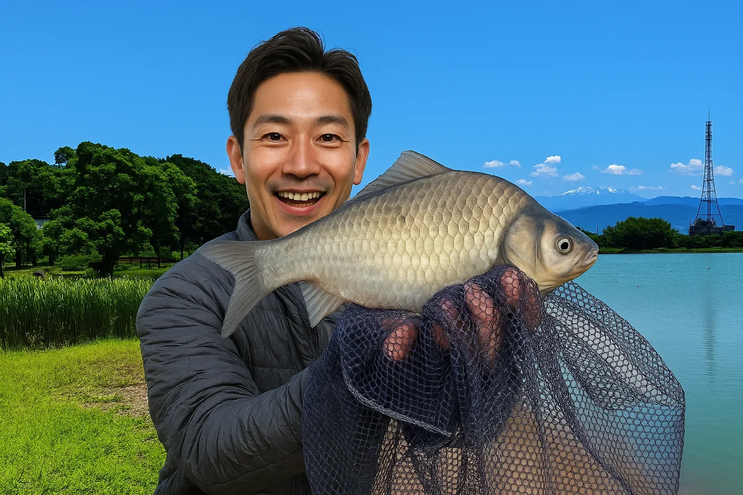 門池公園でヘラブナを釣る勝田