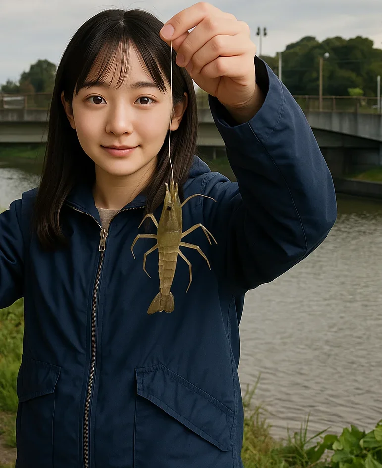 佐鳴湖新川放水路でテナガエビを釣る国生