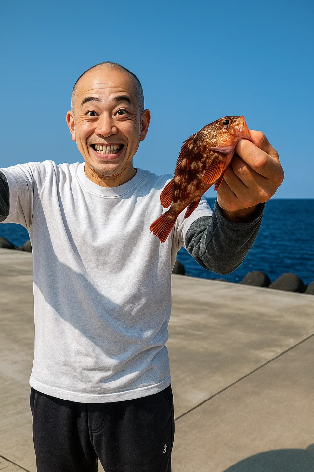 水軒鉄鋼団地でガシラを釣るがんだま君