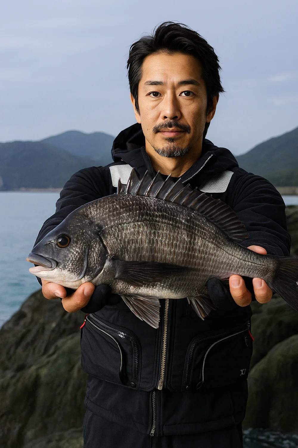 小浦崎でチヌを釣る佐々木