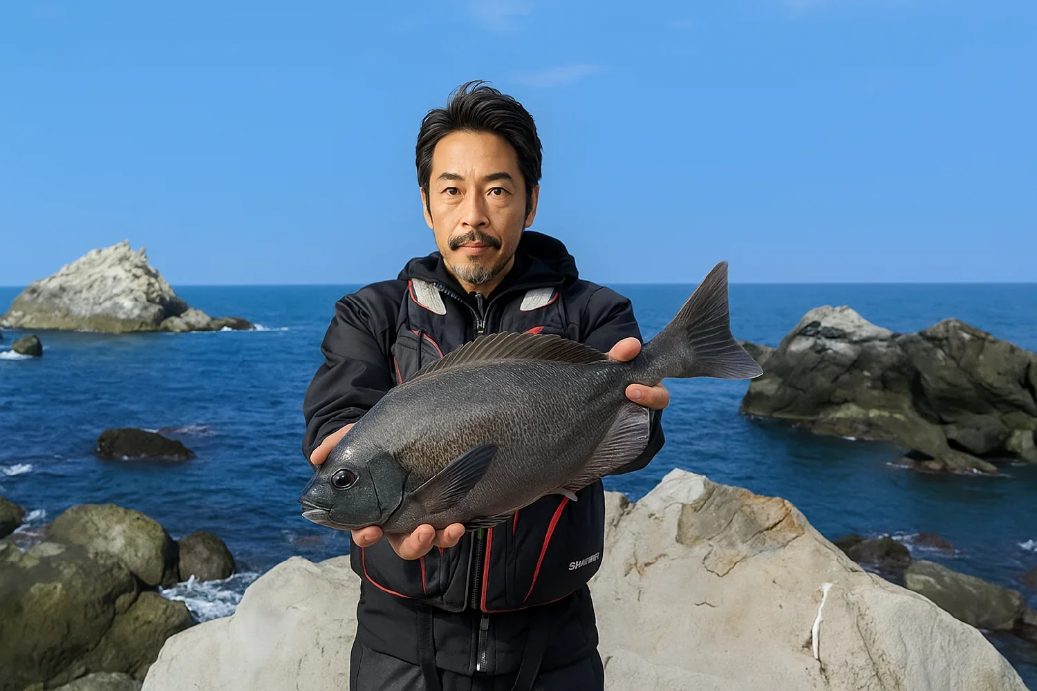 日ノ御埼でグレを釣る佐々木