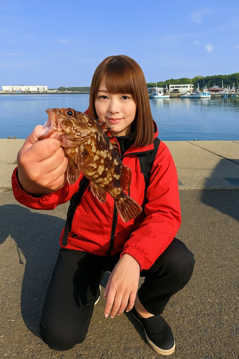 南塩屋漁港でガシラを釣る山際