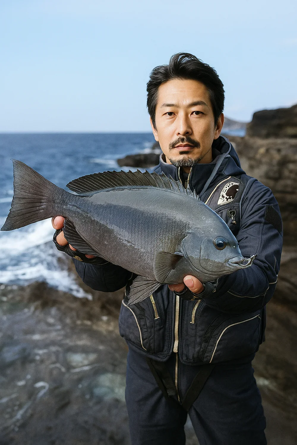 市江崎でグレを釣る佐々木