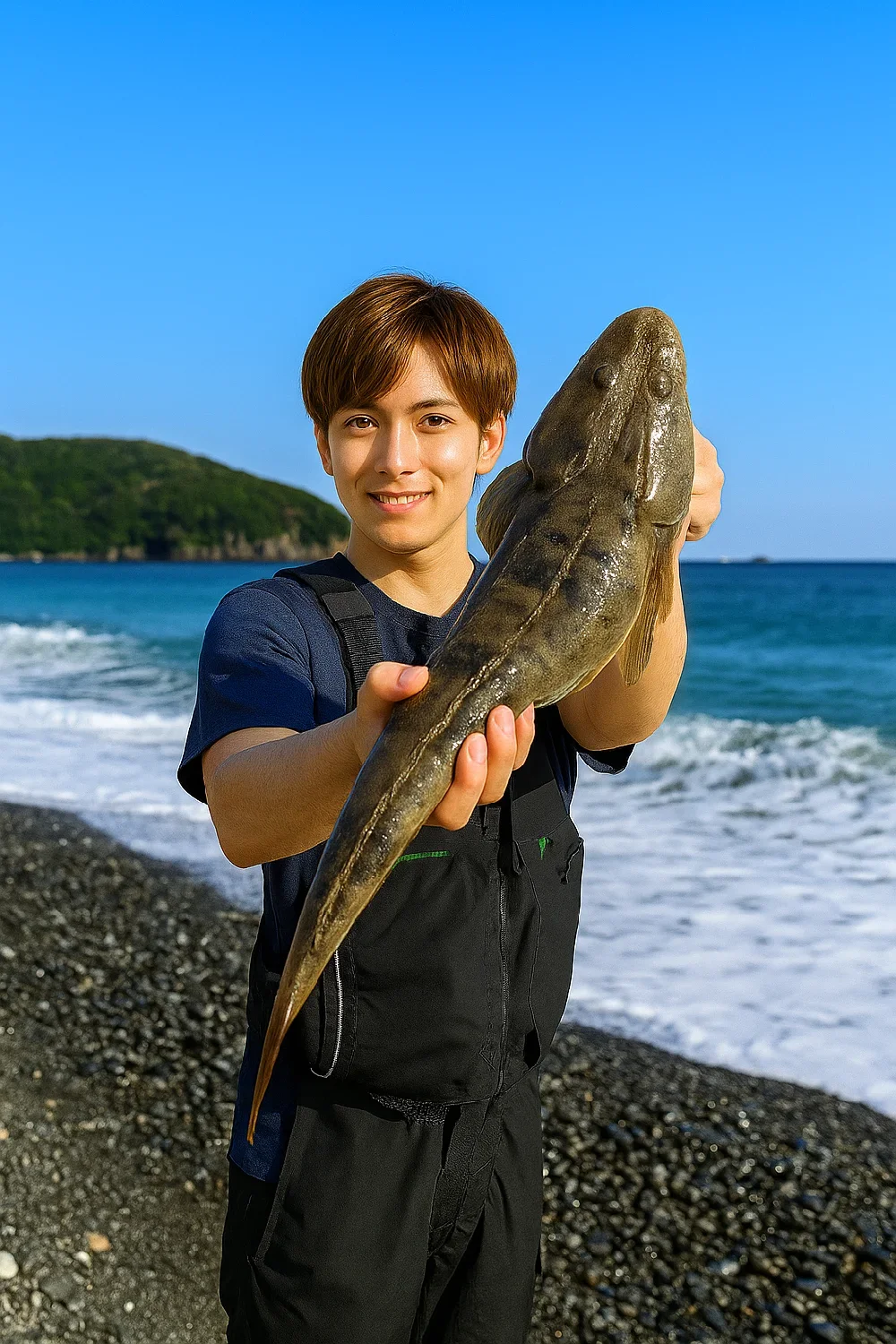 日置大浜でマゴチを釣る久良木