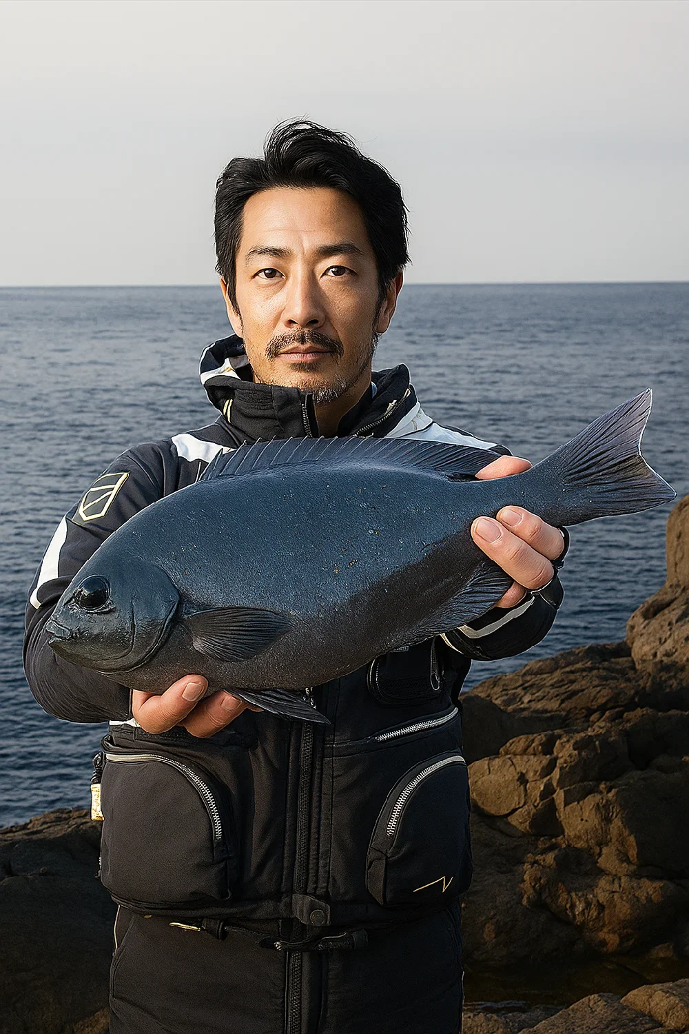 名切崎でグレを釣る佐々木