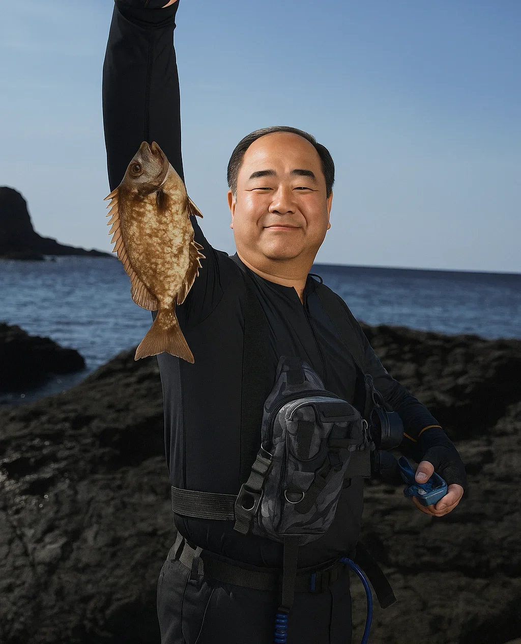 ほり崎でアイゴを釣る持田