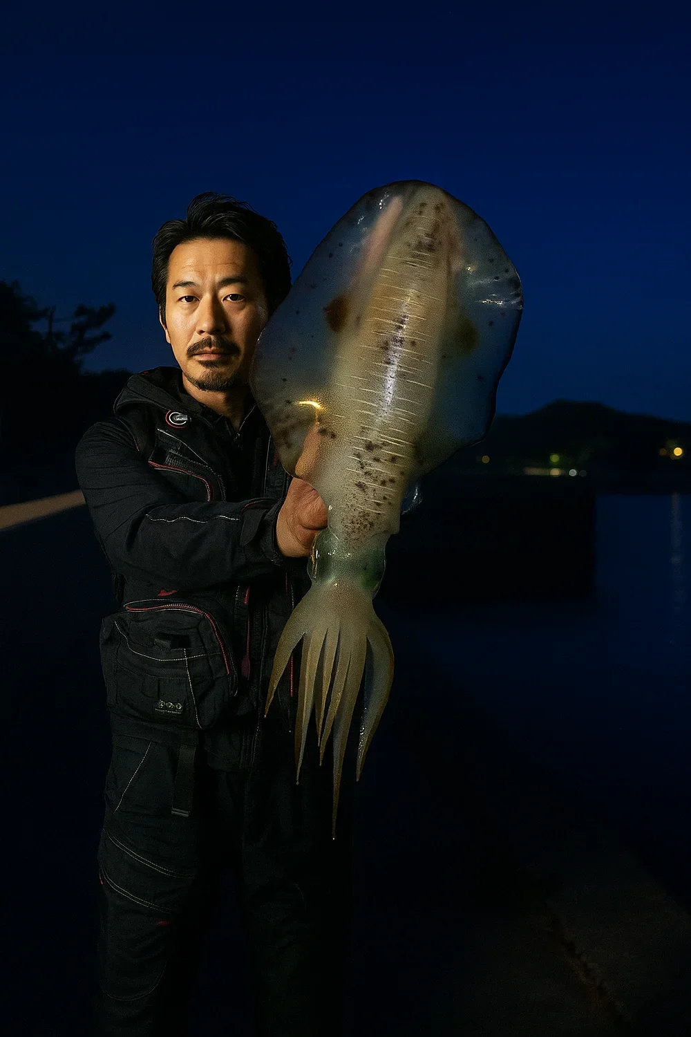 安指漁港でアオリイカを釣る佐々木