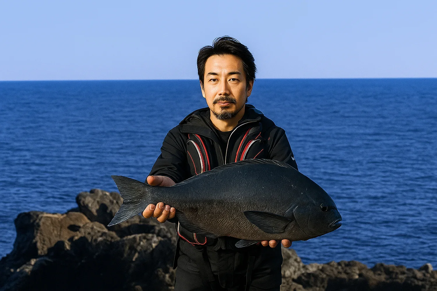 クレ崎でグレを釣る佐々木