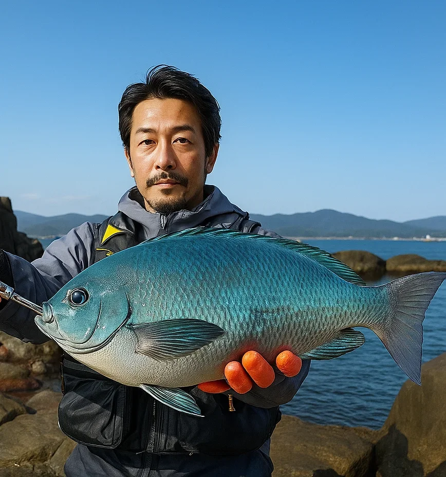 梶取崎でグレを釣る佐々木