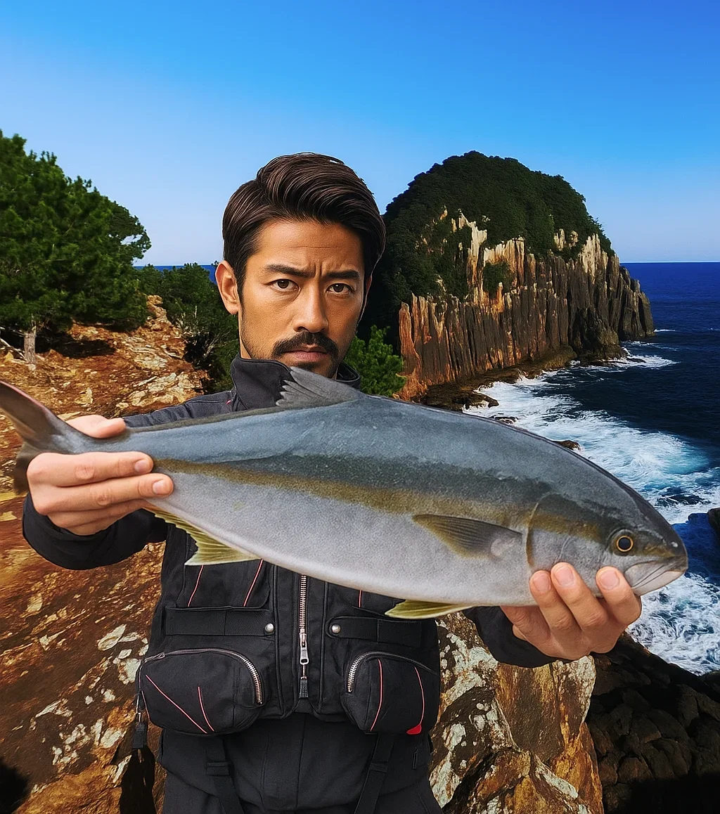 楯ヶ崎でヒラマサを釣る広岡