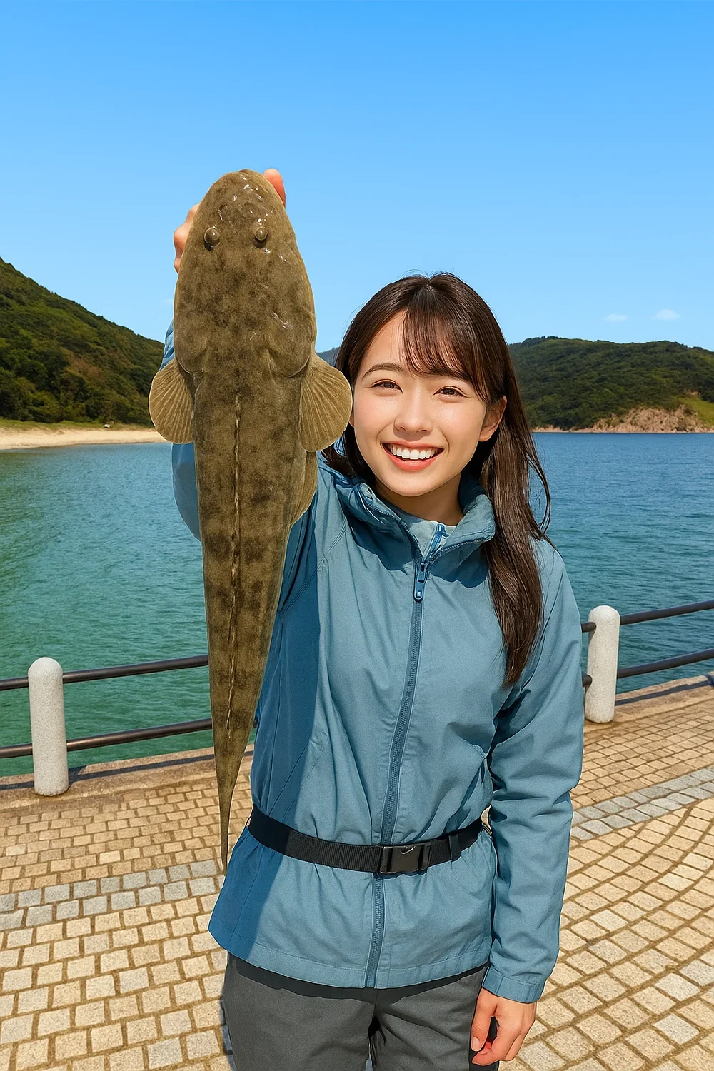 三木里海水浴場でマゴチを釣る西岡