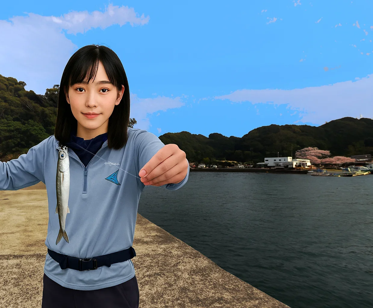 行野浦漁港でサバを釣る国生
