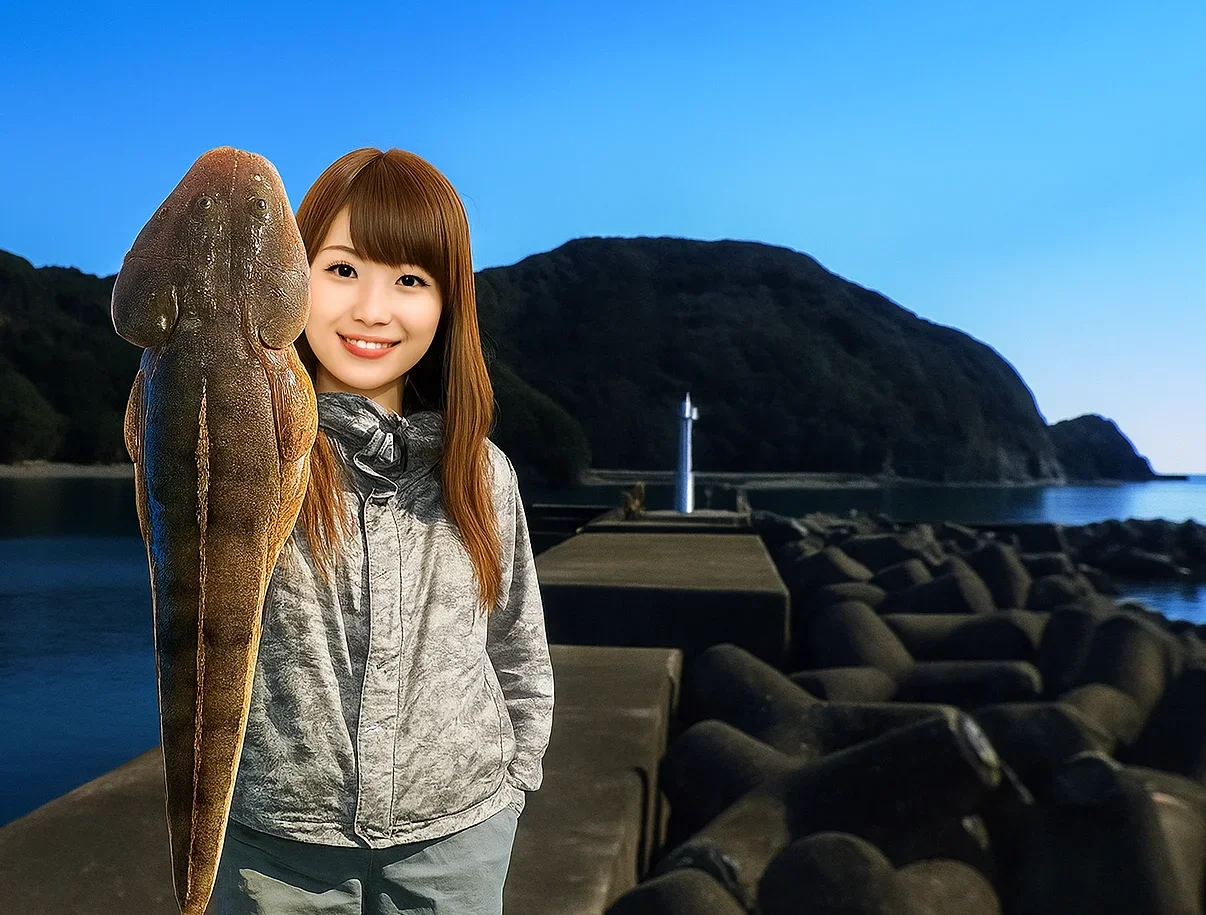 海野漁港でマゴチを釣る山際