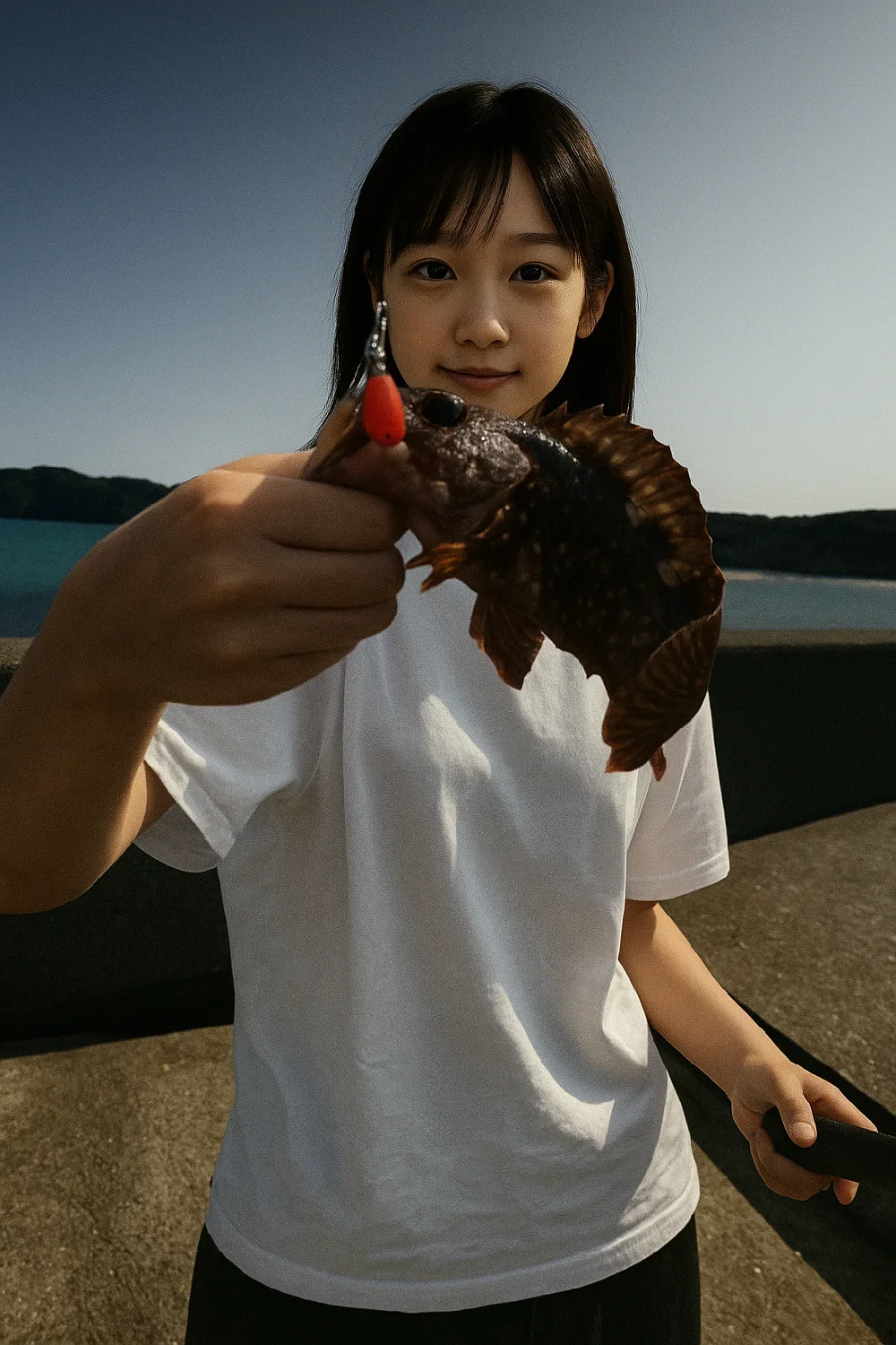 安楽島漁港でカサゴを釣る国生