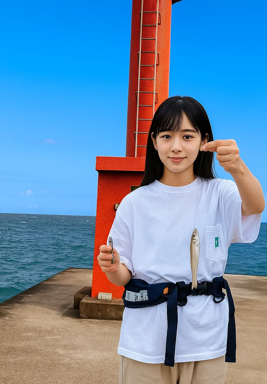 有滝堤防でキスを釣る国生