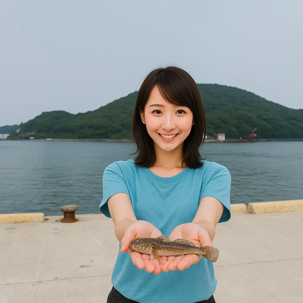 野瀬埠頭でハゼを釣る西岡