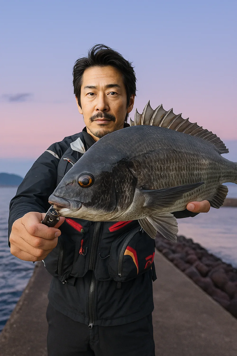 志筑新島でチヌを釣る佐々木