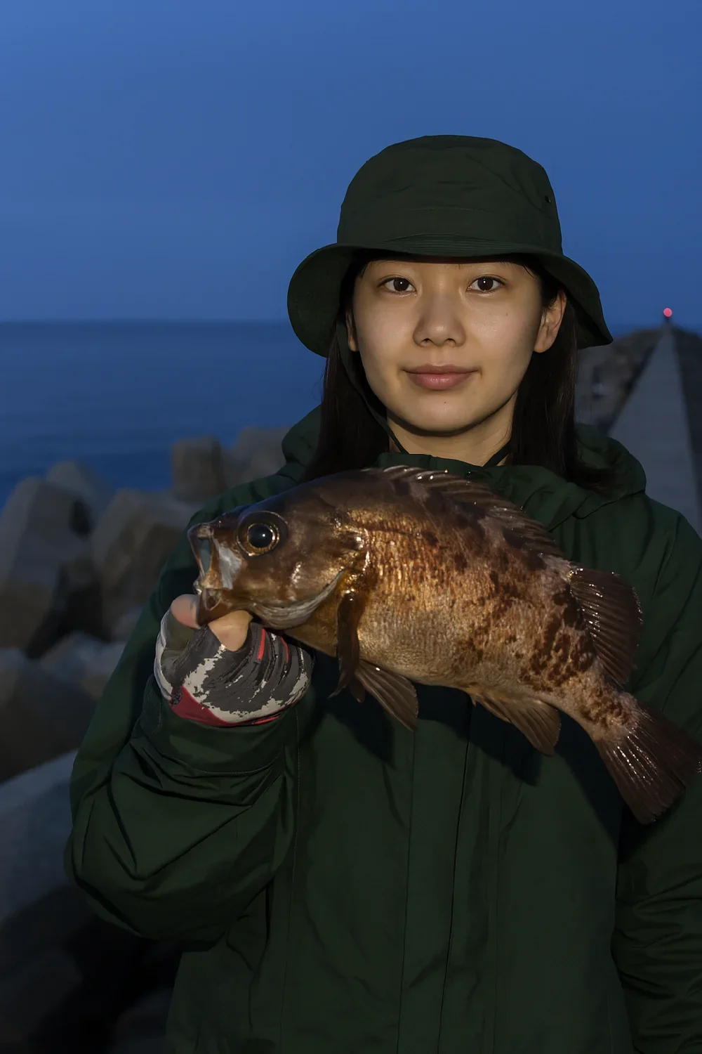 鳥飼漁港でメバルを釣る森永