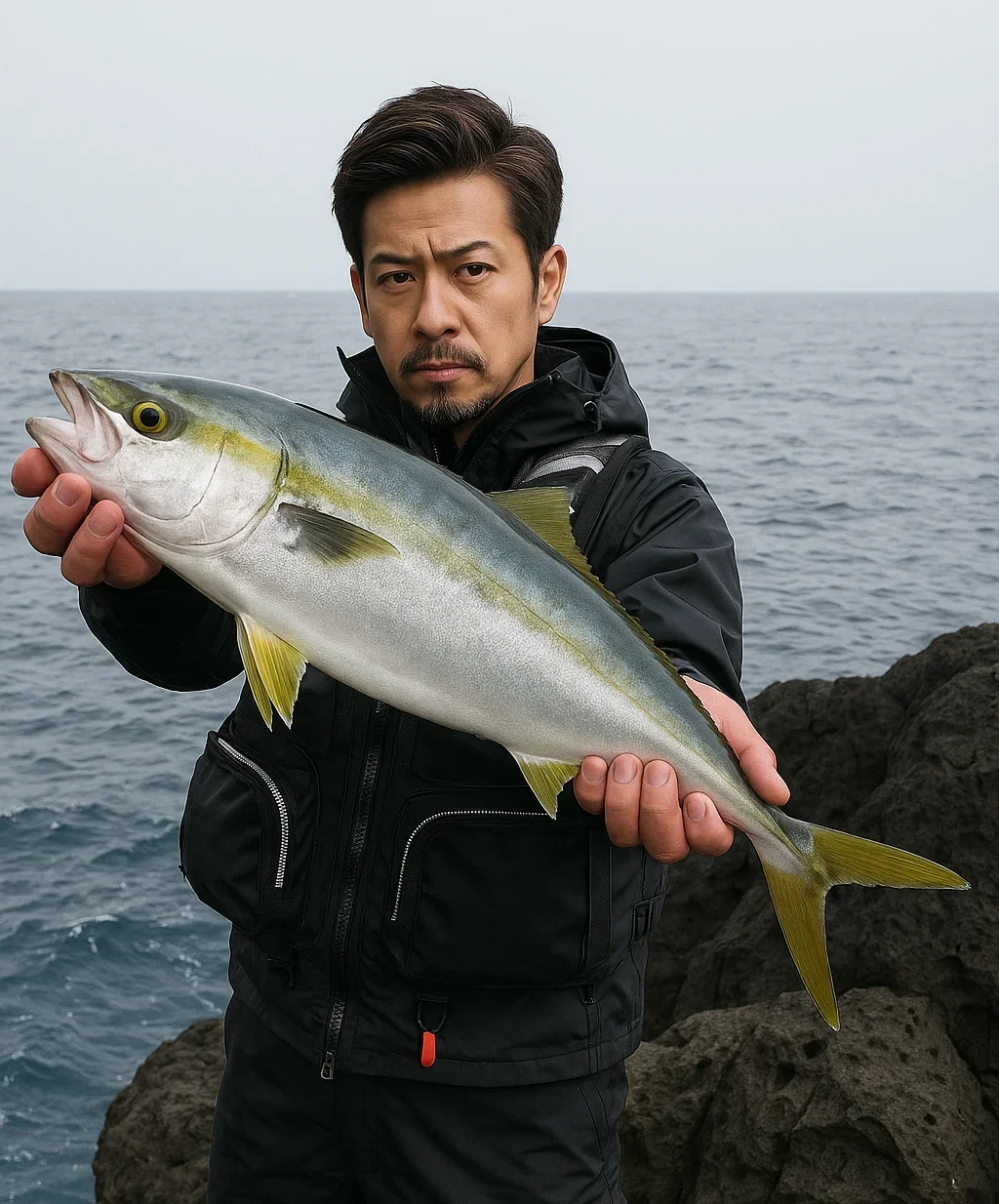 神子元島でヒラマサを釣る広岡
