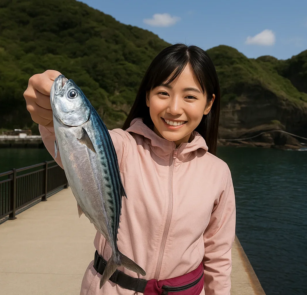妻良港でソウダガツオを釣る黒川