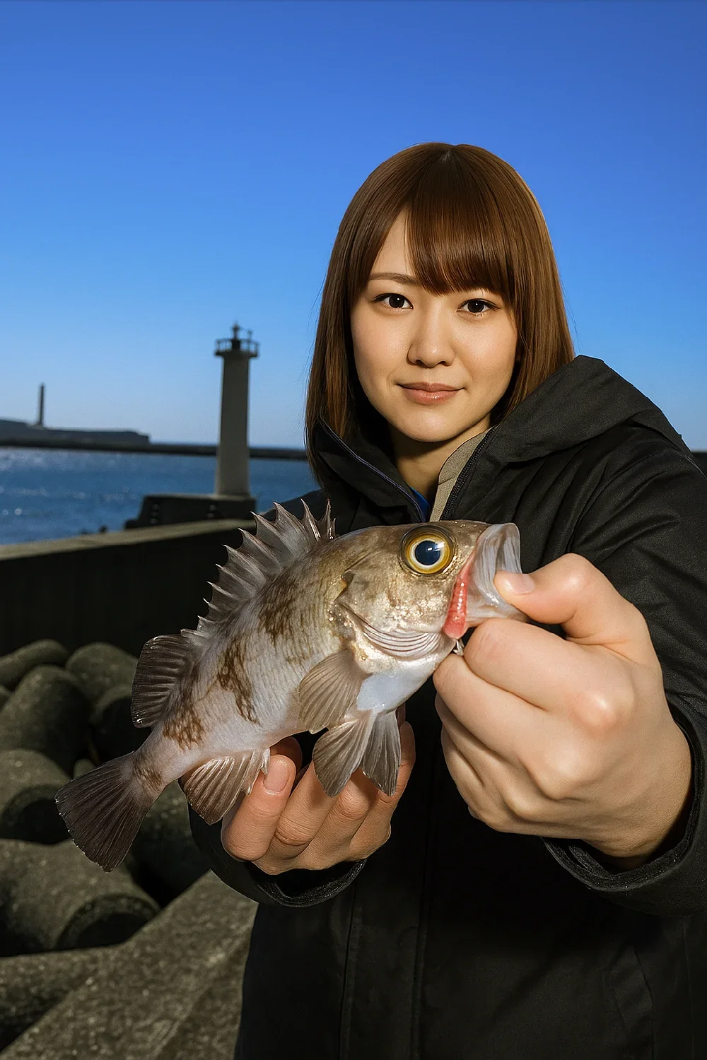 忠岡木材コンビナートでメバルを釣る山際