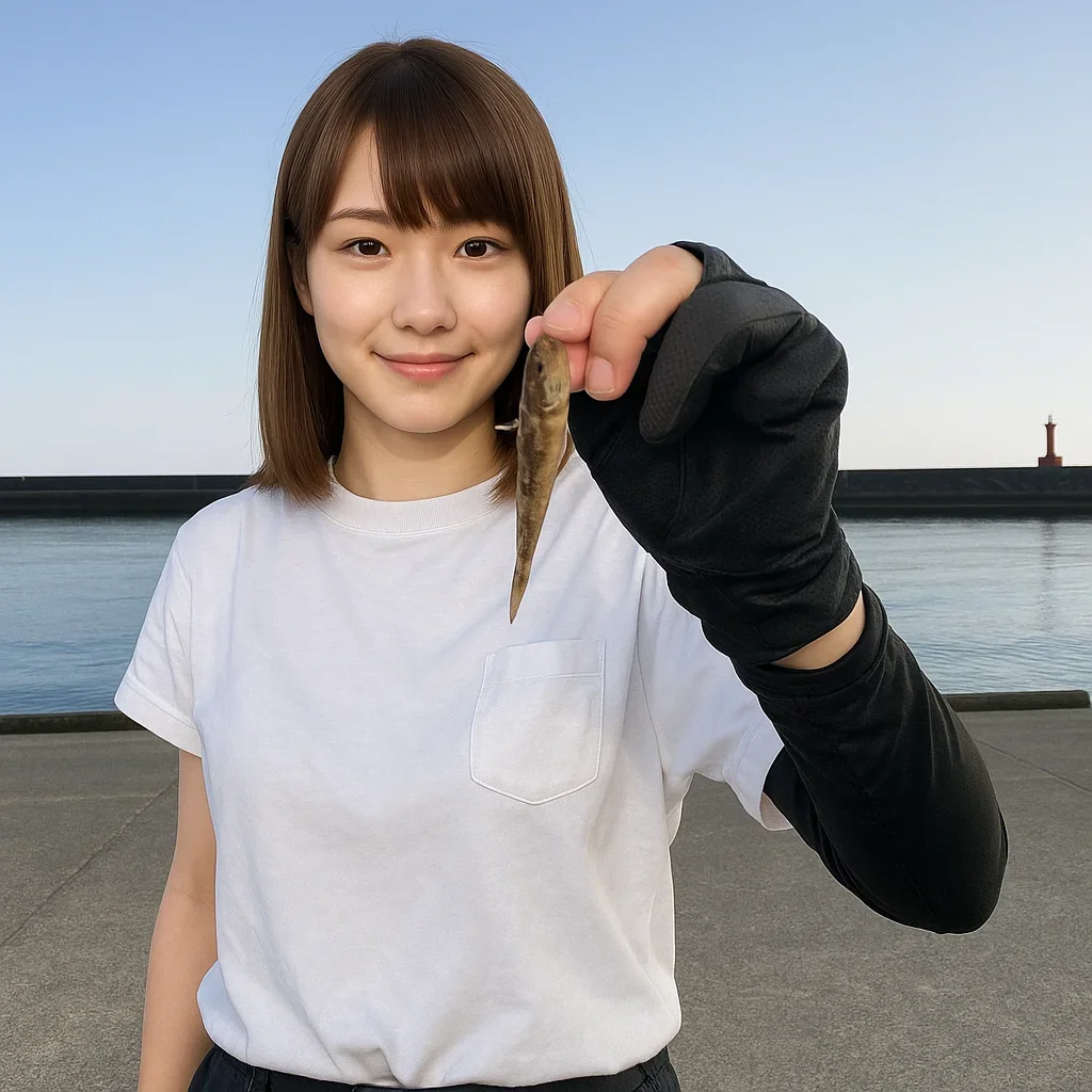 吉田港でハゼを釣る山際