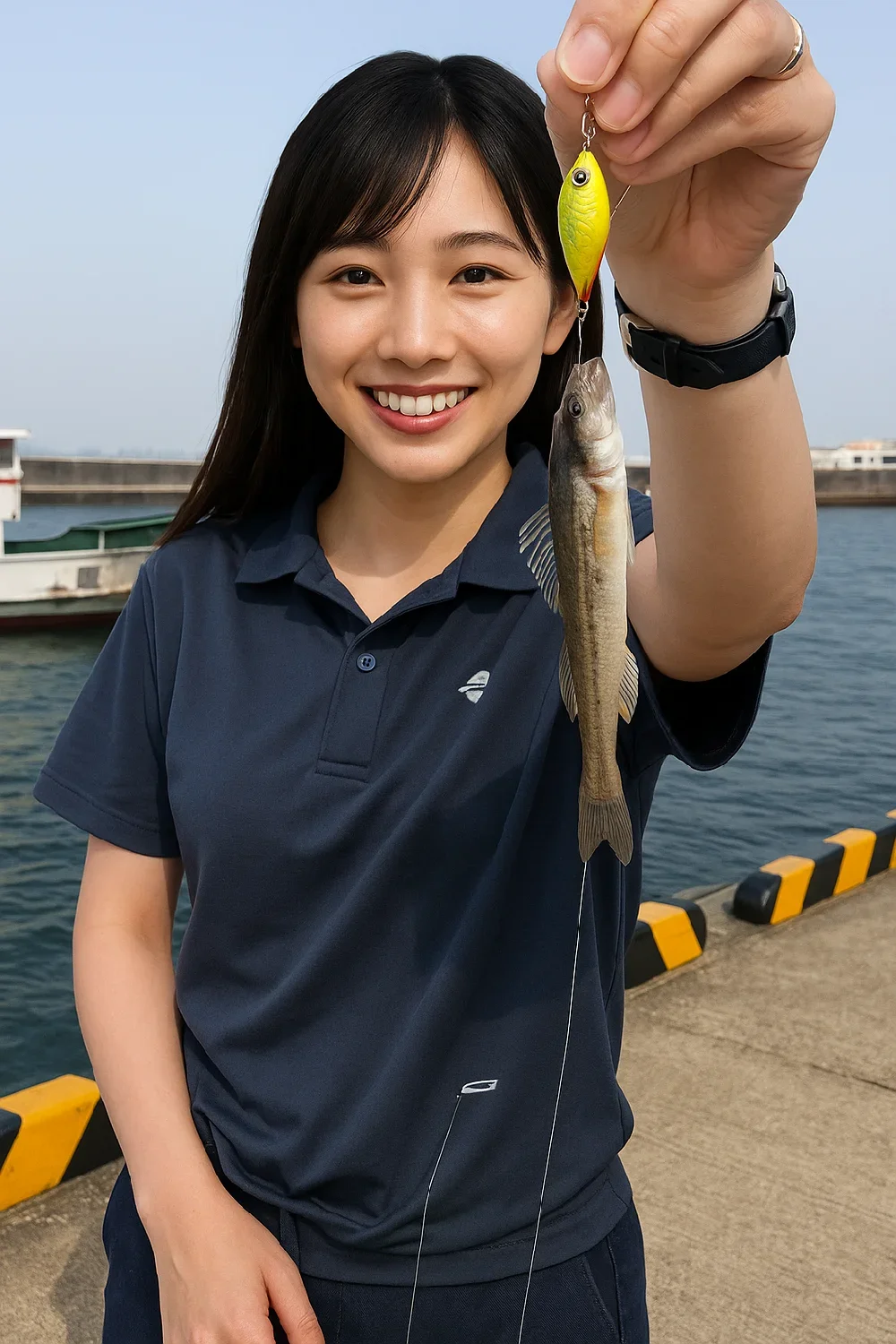 舞阪漁港でハゼを釣る黒川
