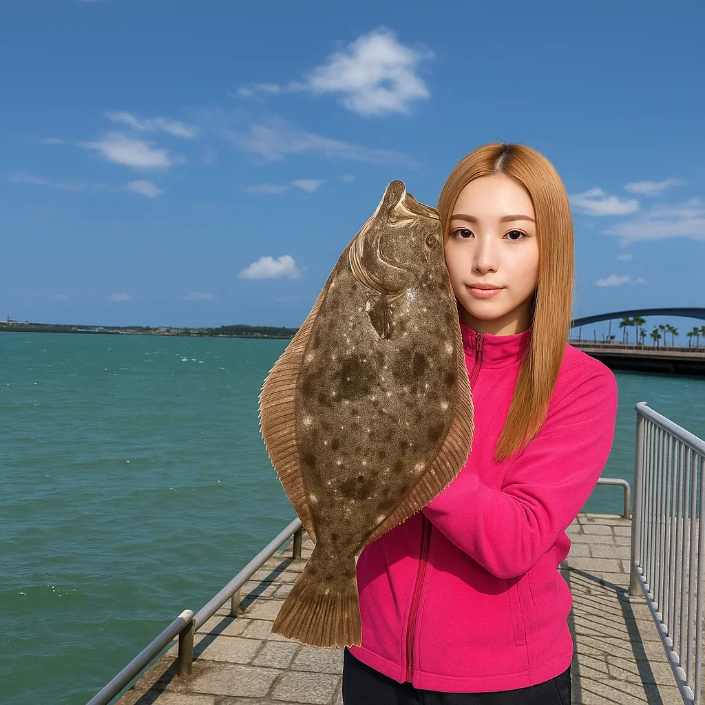 新居弁天海釣公園でヒラメを釣る階下