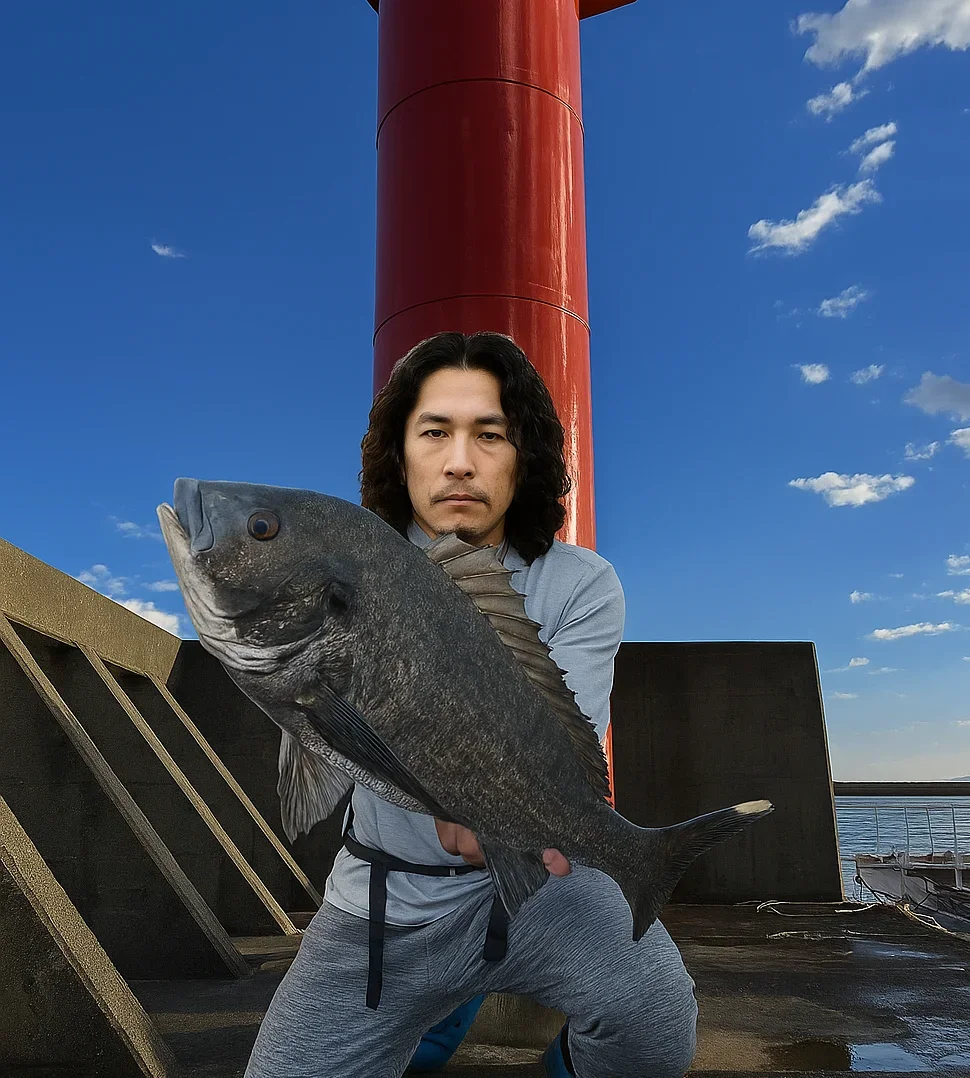 四日市一文字でクロダイを釣る岸本