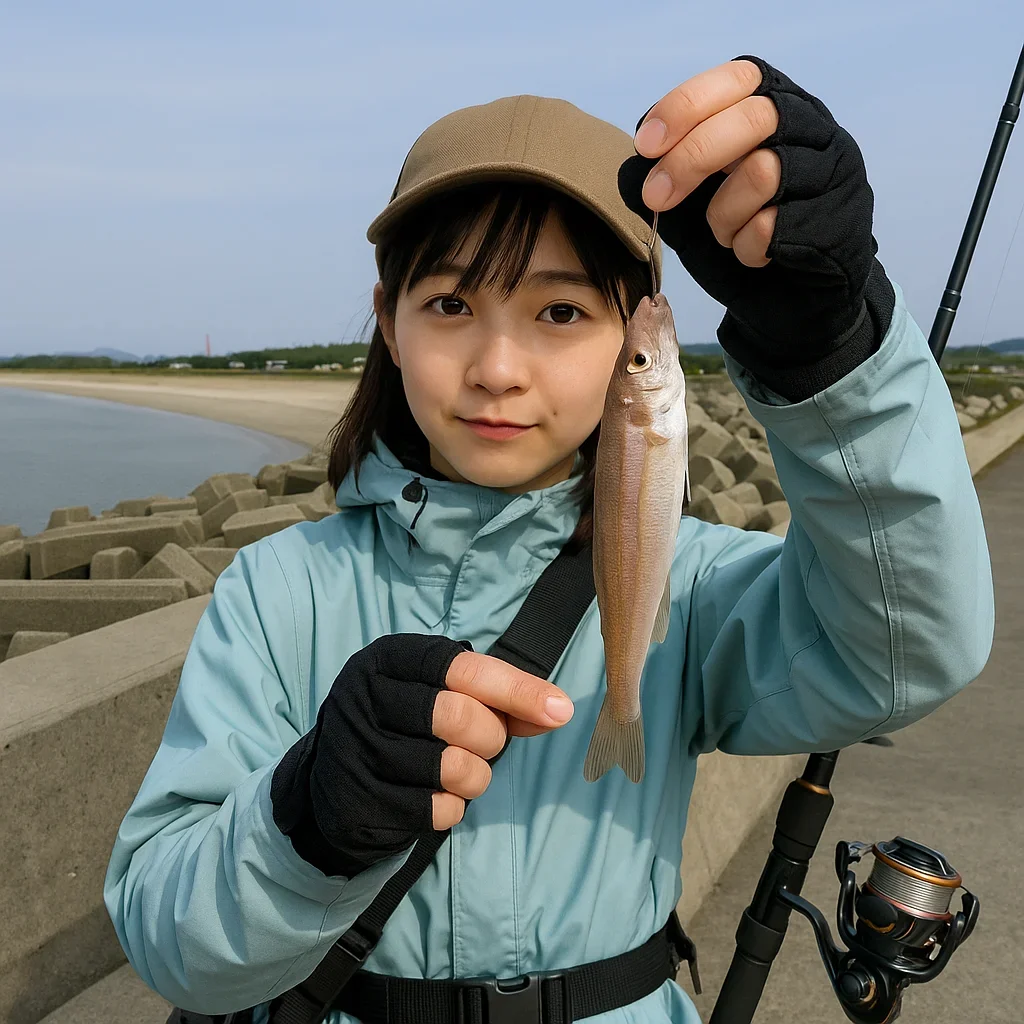 河芸漁港でキスを釣る国生
