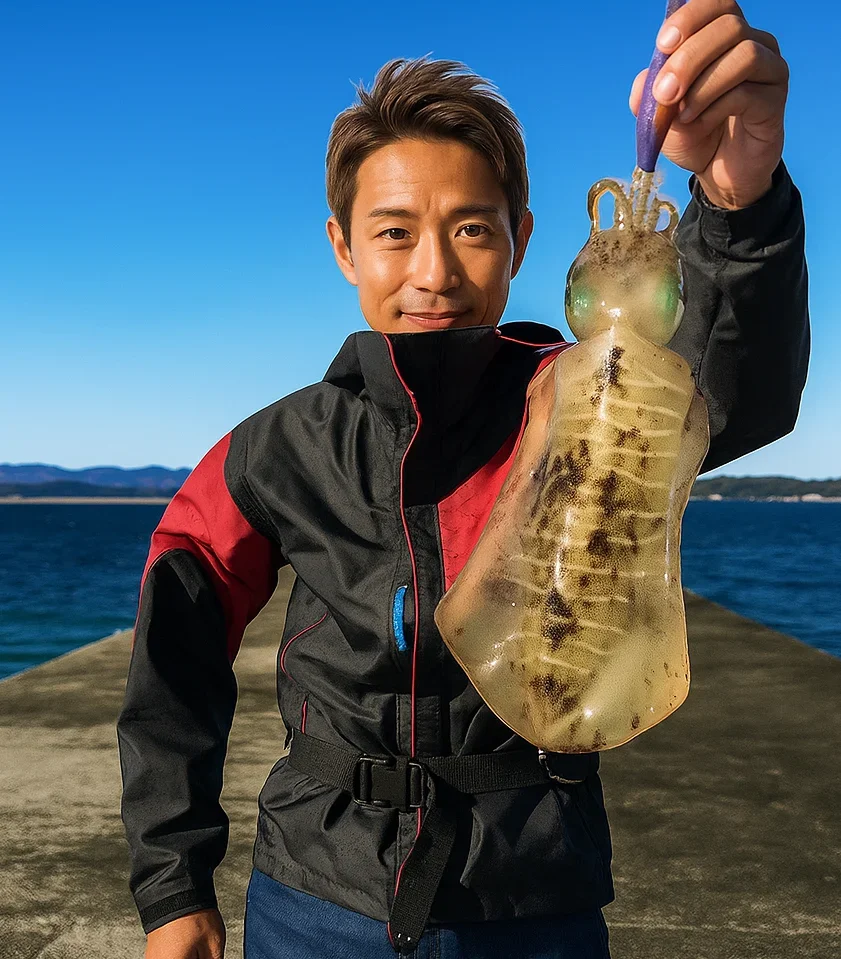 甲賀漁港でアオリイカを釣る亀岡