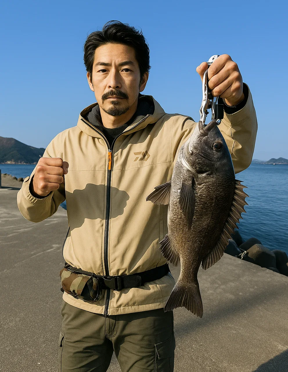 紀伊長島港でチヌを釣る佐々木