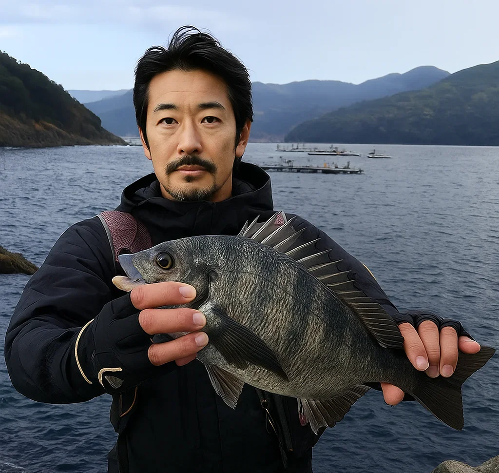 衣奈黒島でチヌを釣る佐々木