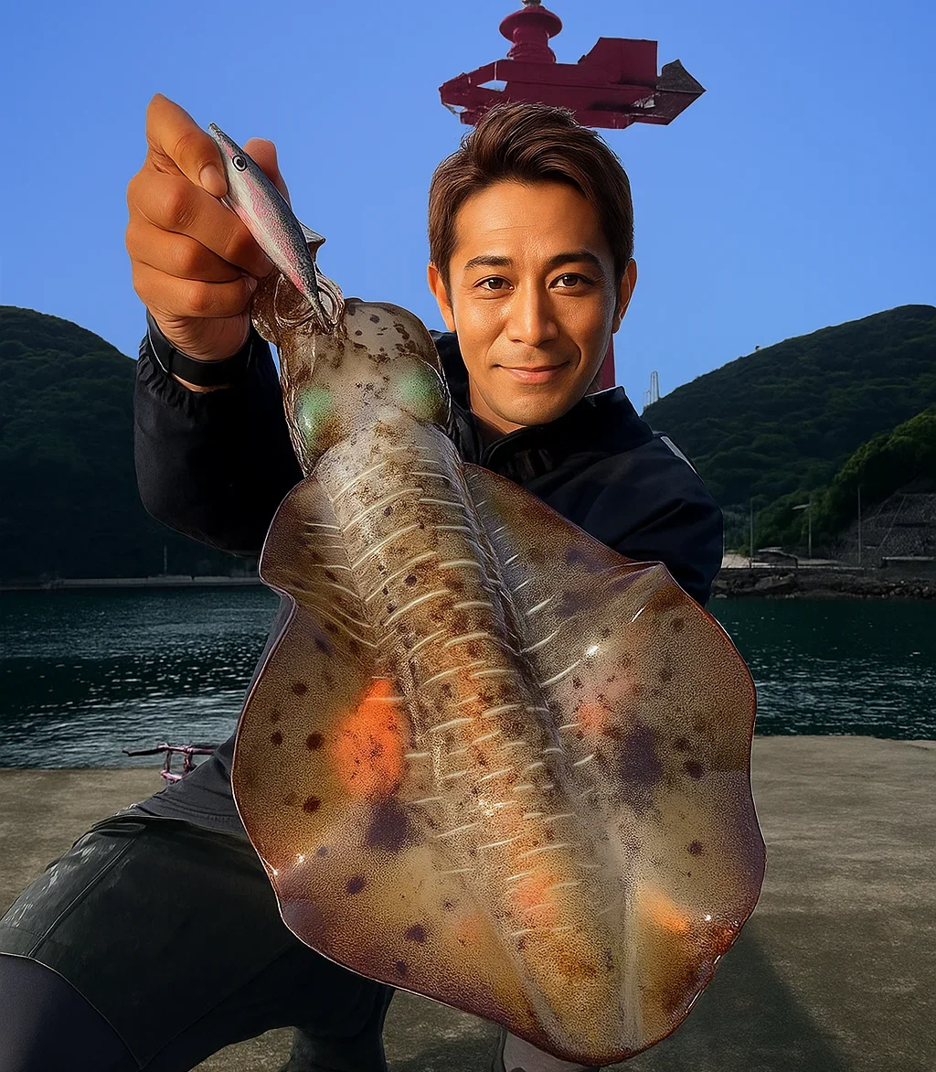 衣奈漁港でアオリイカを釣る亀岡