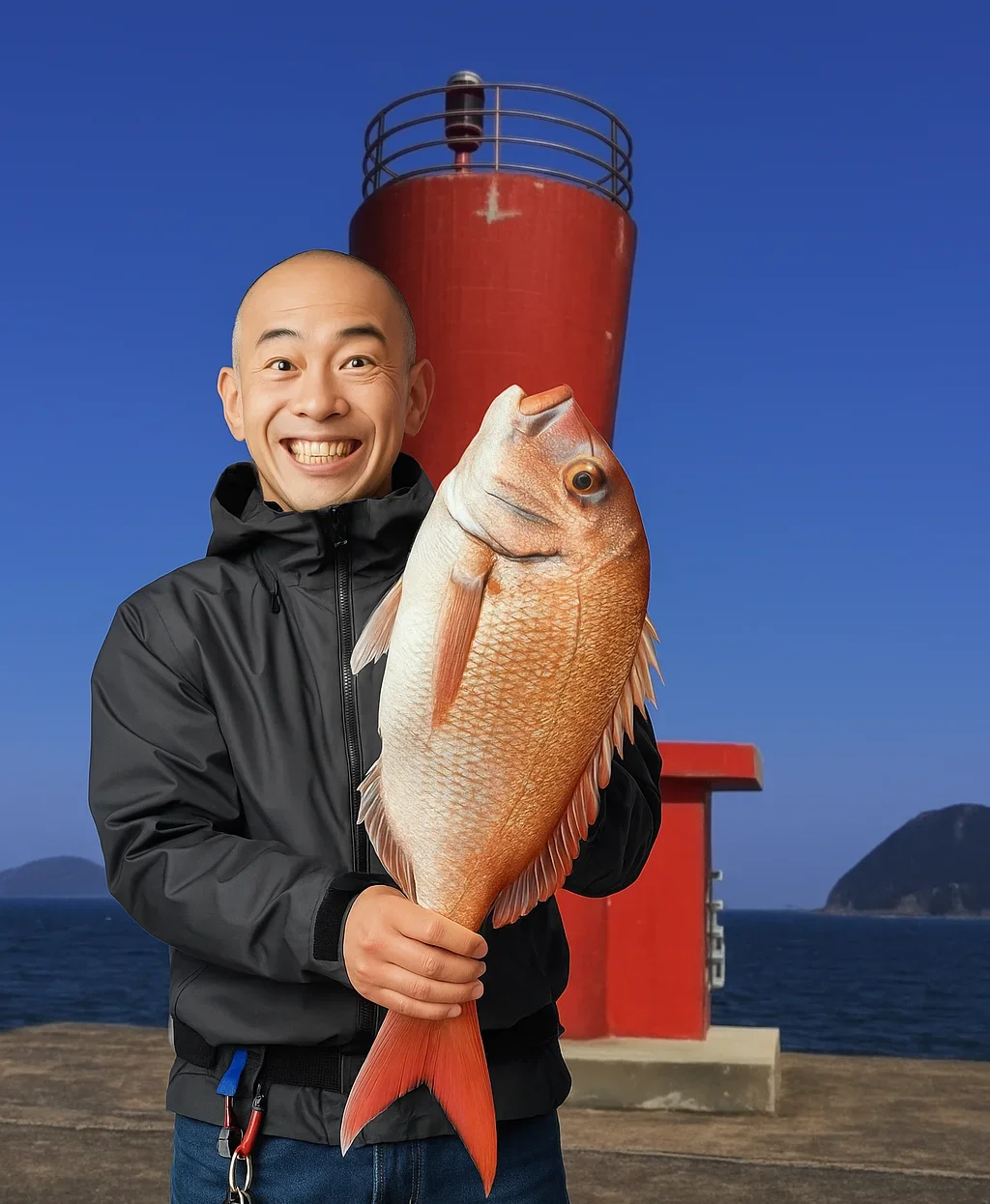 加太港でマダイを釣るがんだま君