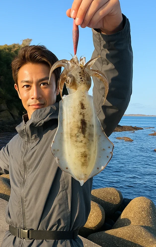 谷川漁港でアオリイカを釣る亀岡