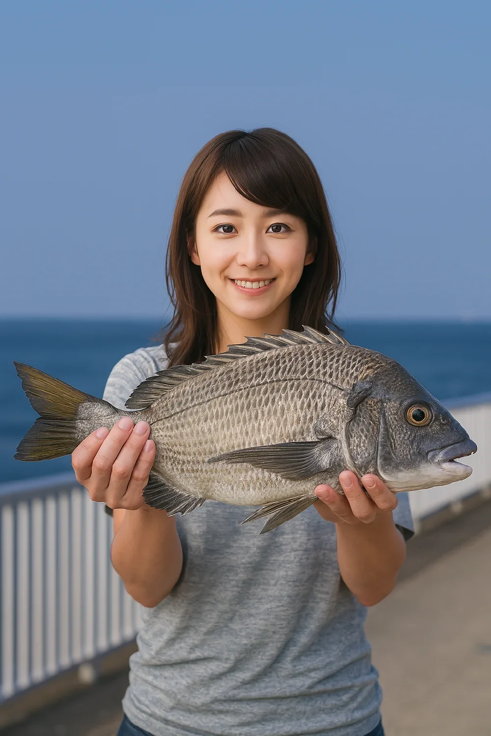 大蔵海岸でチヌを釣る西岡